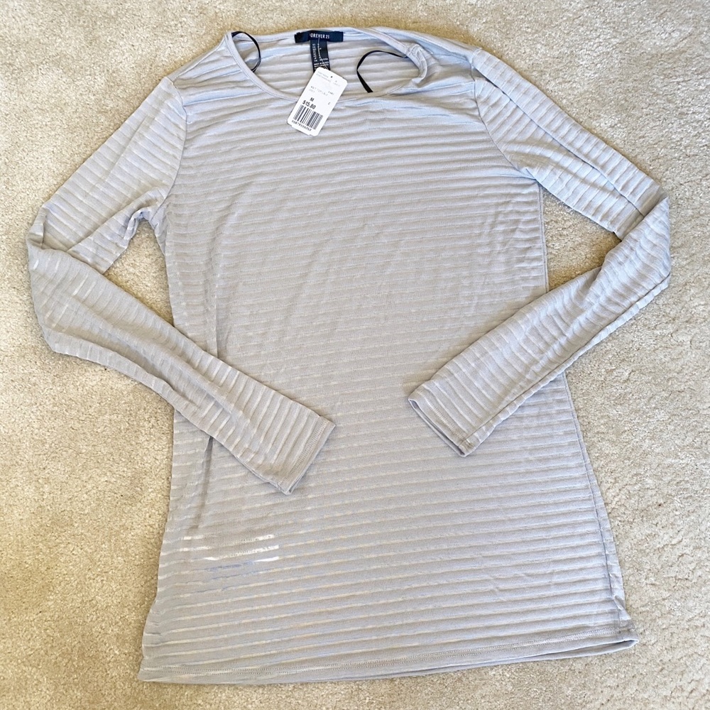 NWT Forever 21 Sheer Panel Long Sleeved Blouse